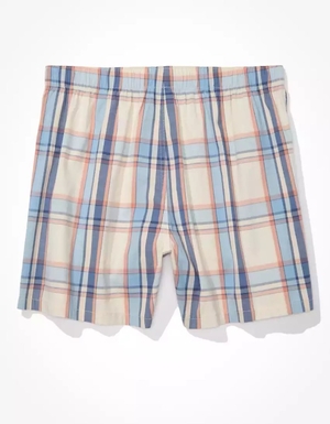 Shorts De Bain American Eagle AEO Plaid Stretch Blanche Homme | ESX-99786258